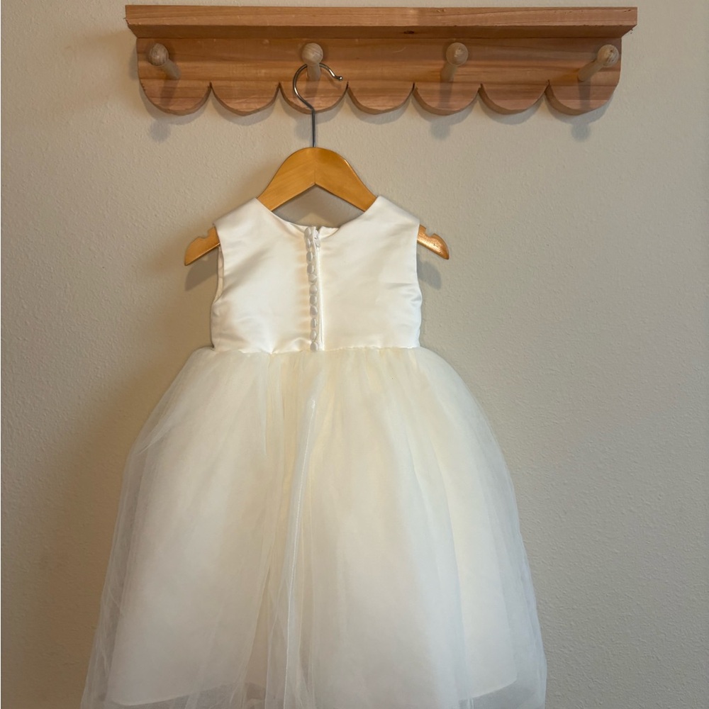 David's Bridal Ivory Satin Dress with Tulle - Picture 2 of 3